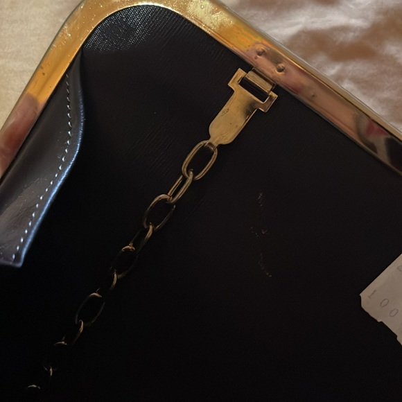 Vintage Hidden Chain Kiss Lock Clutch Evening Bag! Red Snake Print,Maybe Leather - Picture 7 of 10